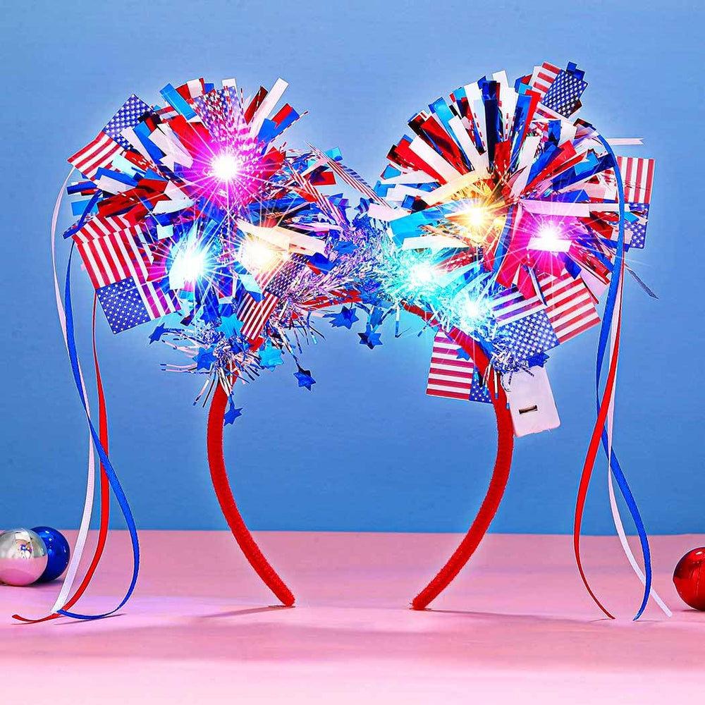 CAKURE headband front view showing patriotic design and comfort