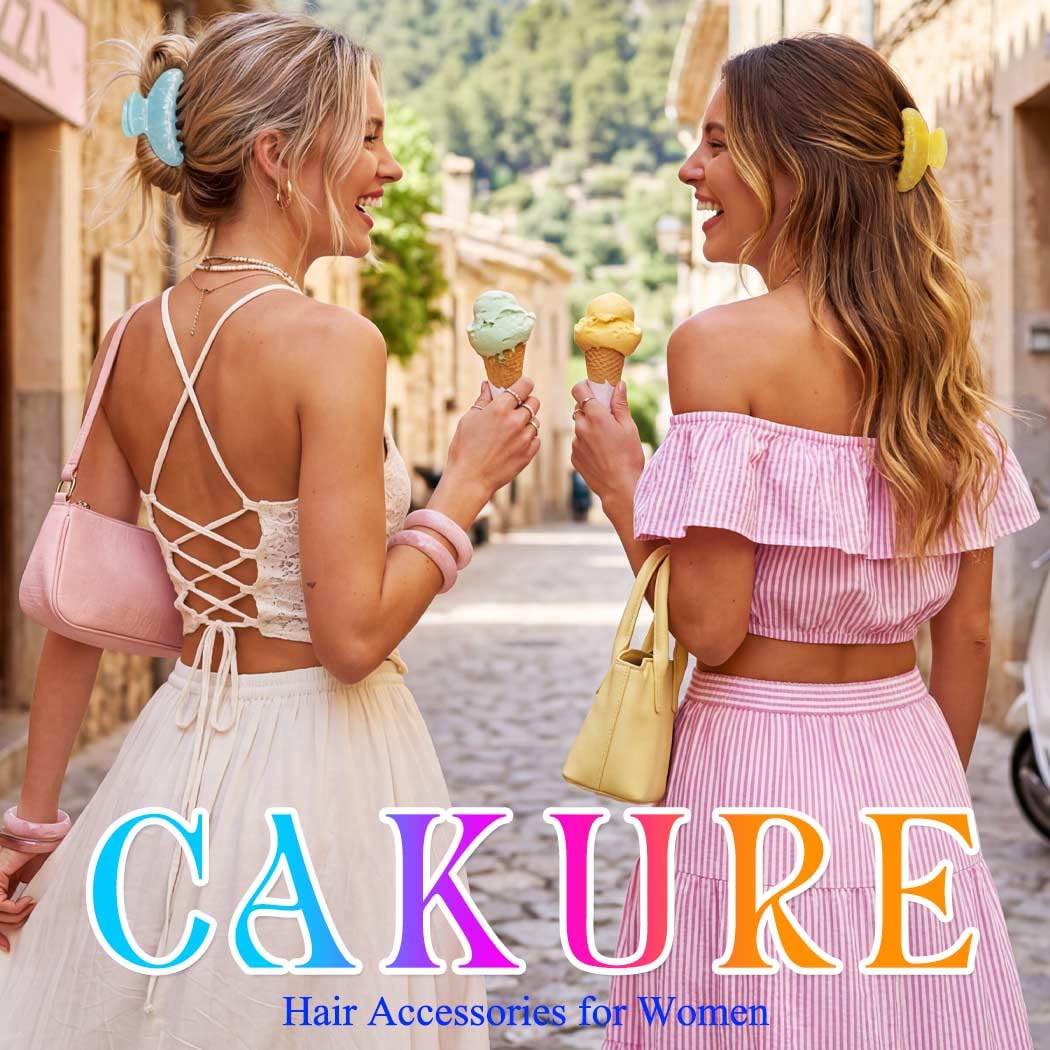 CAKURE clipped in beach outfit scene adding color and keeping hair tidy