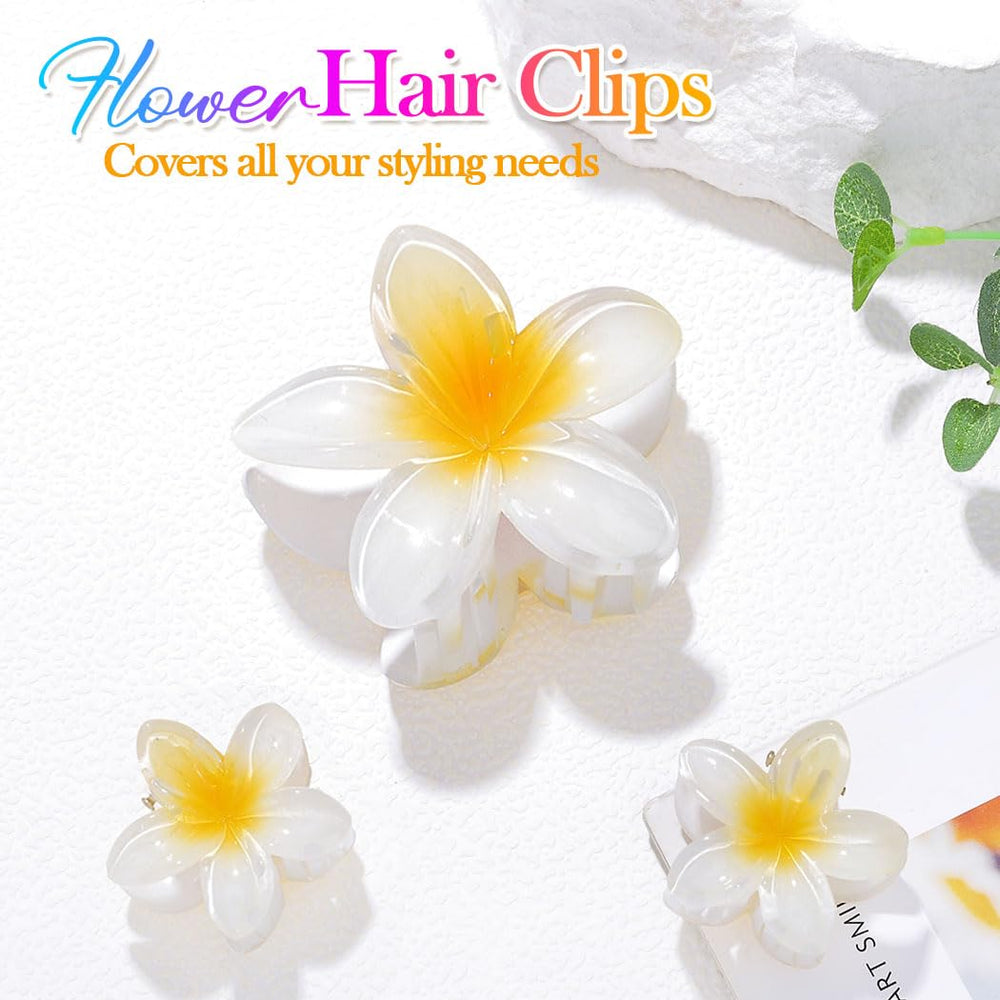 CAKURE plumeria large clip close-up showing glossy finish and strong hold benefits