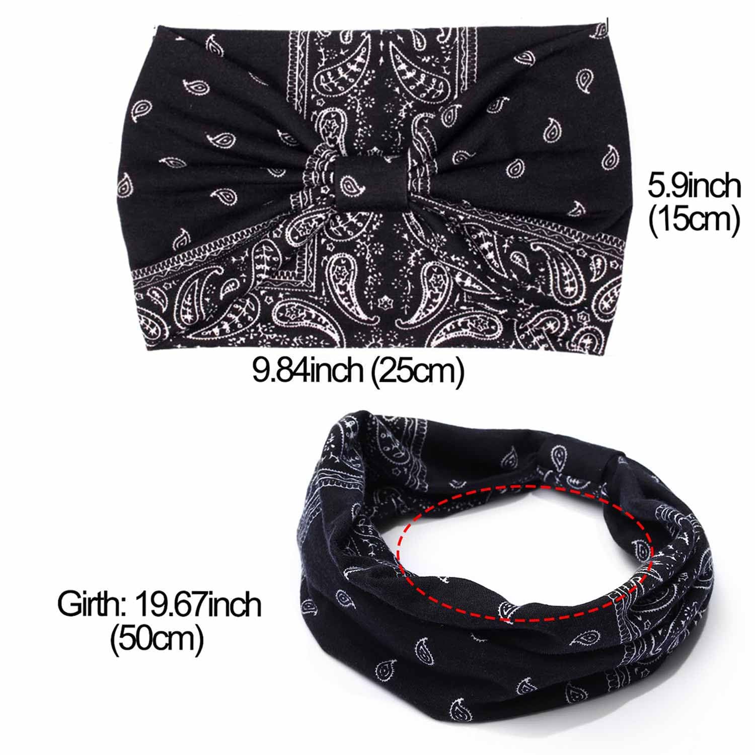CAKURE headband held in hand to show scale and flexible stretch for comfortable wear