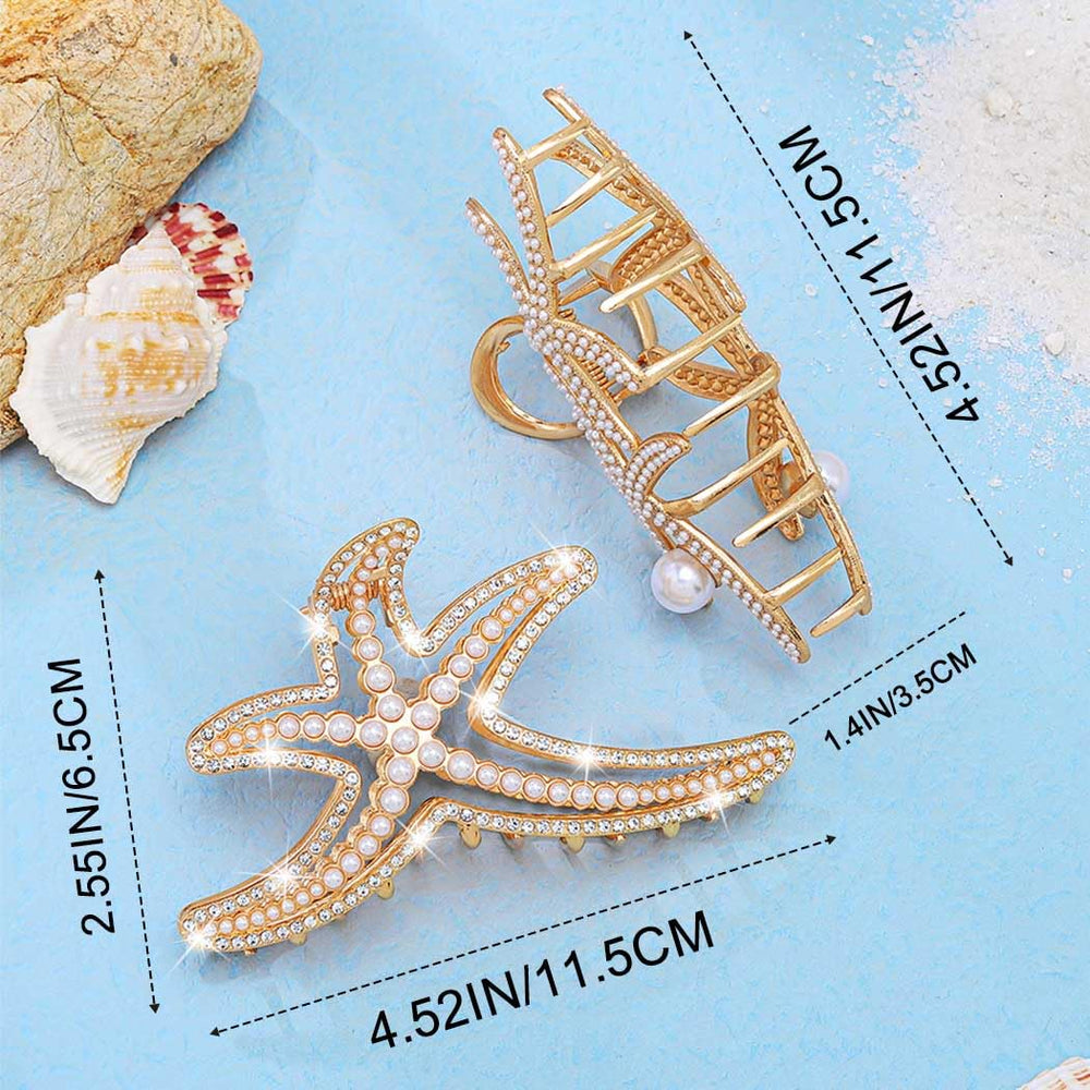CAKURE close-up of rhinestones on starfish clip highlighting sparkling detail