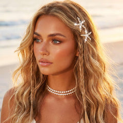 CAKURE starfish clip worn in half-up hairstyle adding beachy accent and hold