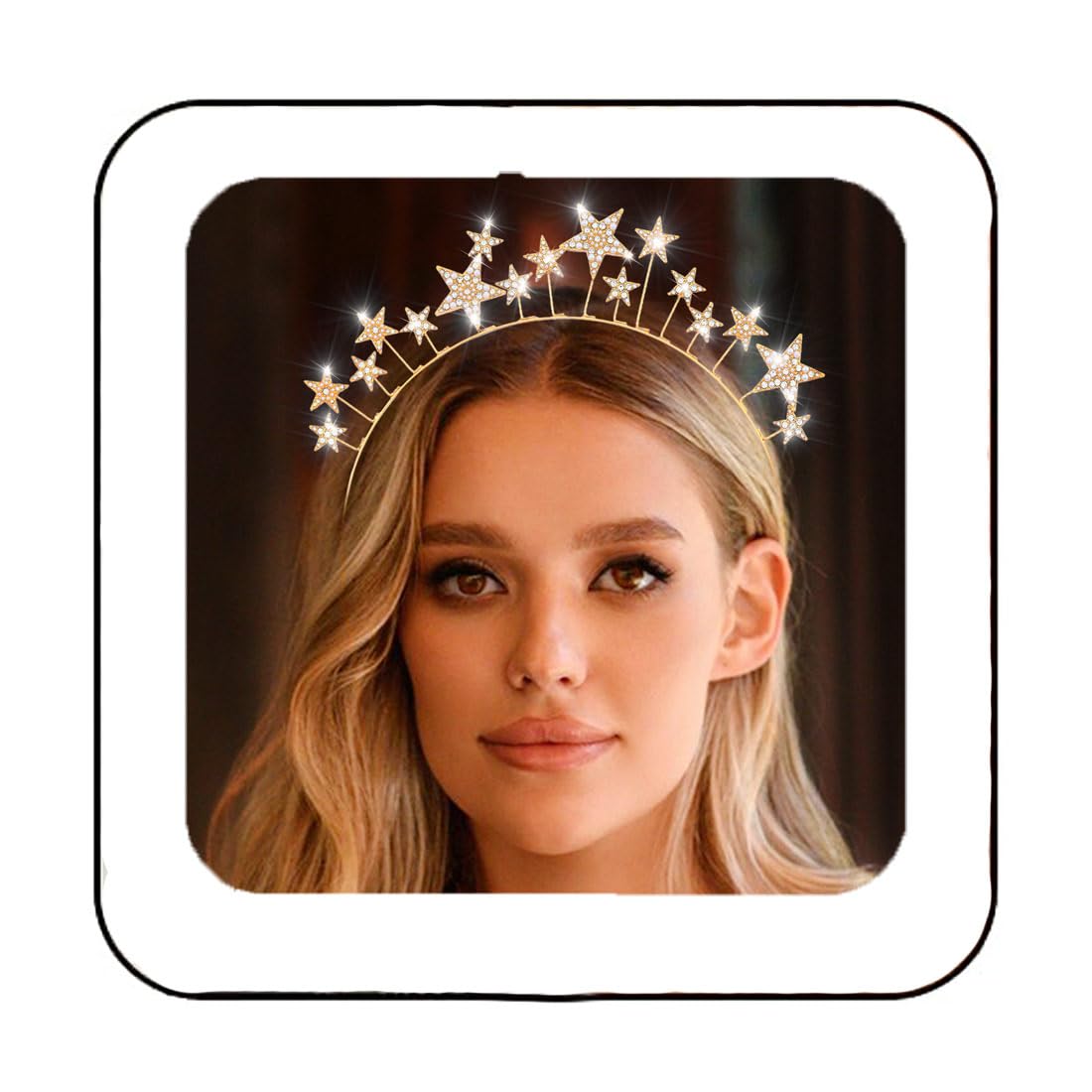 CAKURE star halo front view showing gold sparkle and elegant silhouette
