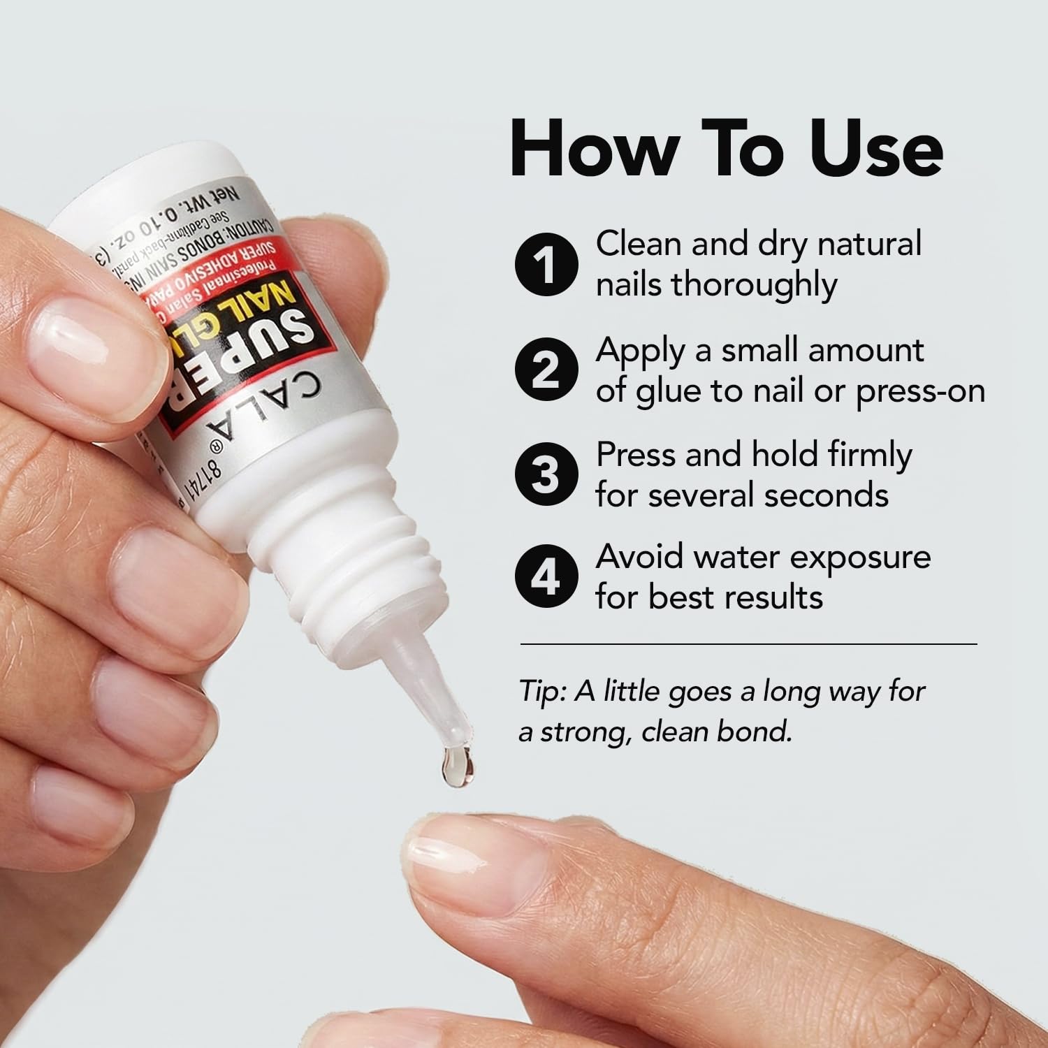 CALA drop of adhesive on surface illustrating smooth, fast-dry texture