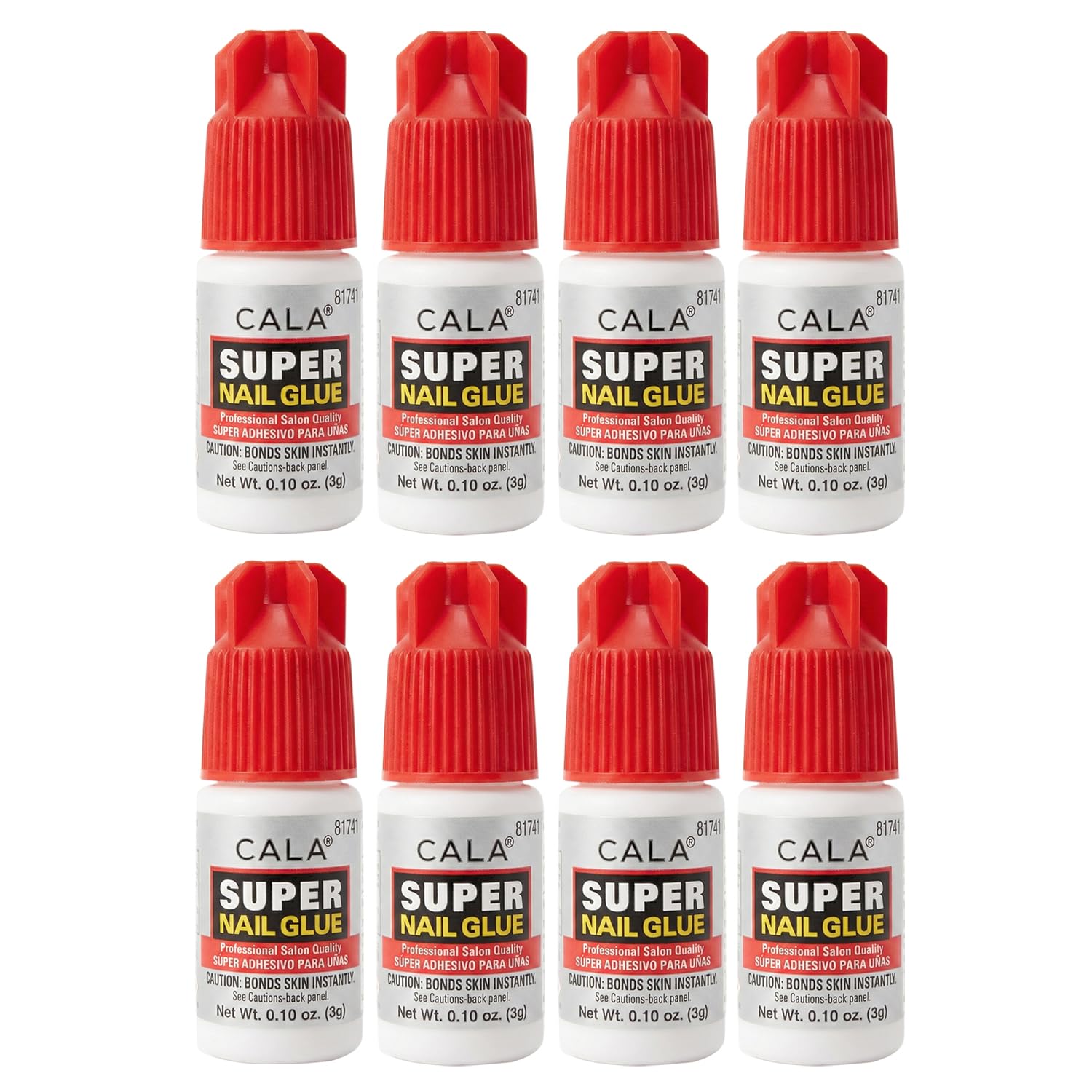 CALA front packaging showing eight glue tubes and product benefits