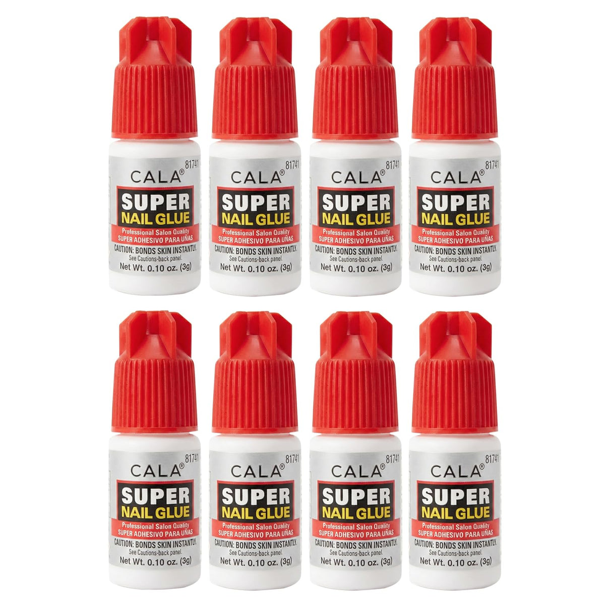 CALA front packaging showing eight glue tubes and product benefits
