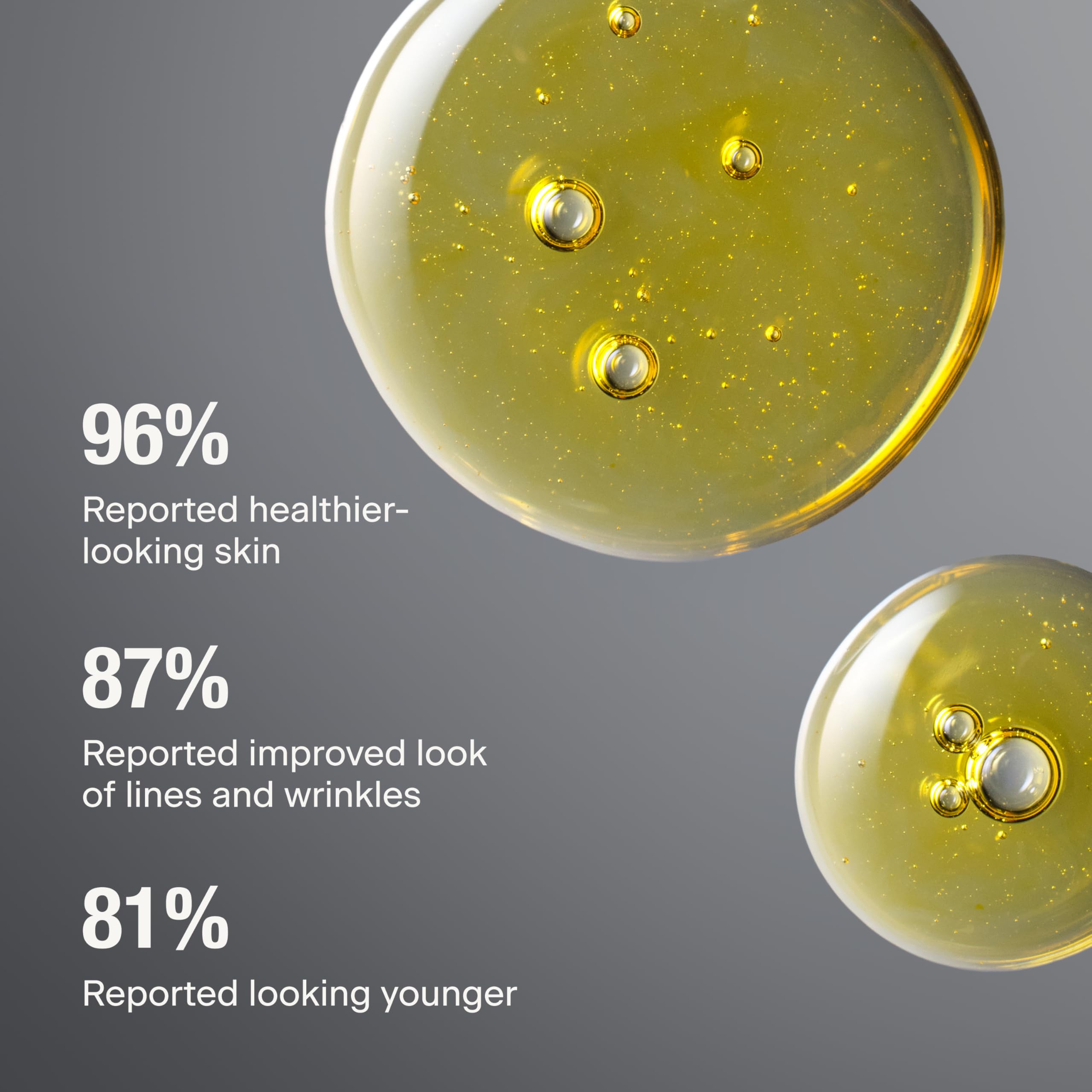 Caldera + Lab dropper releasing serum highlighting fast-absorbing texture benefit