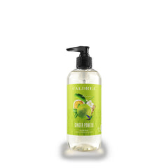 Caldrea bottle front view showing ginger pomelo scent and elegant design for decor