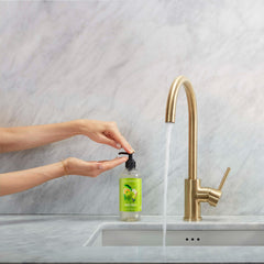 Caldrea pump detail highlighting easy dispensing and controlled use benefit