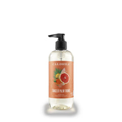 Caldrea pump bottle front view showing label and scent for a stylish sink display