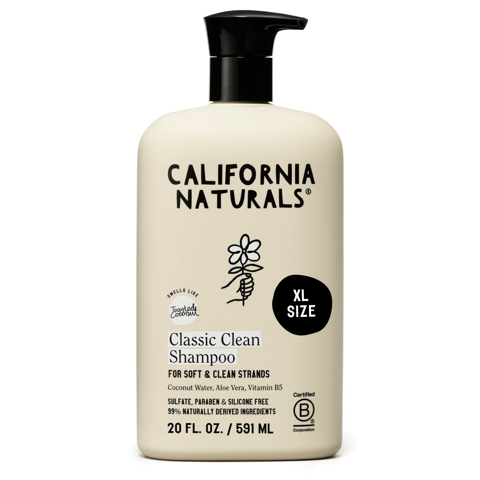 California Naturals front bottle showing toasted coconut scent and benefit of gentle cleansing