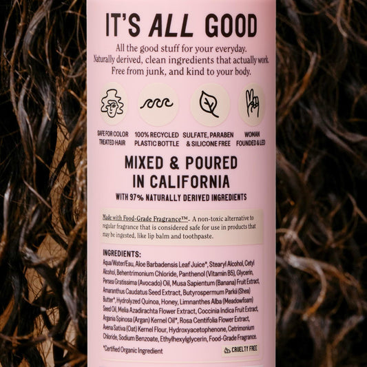 California Naturals rose water ingredient closeup for natural shine