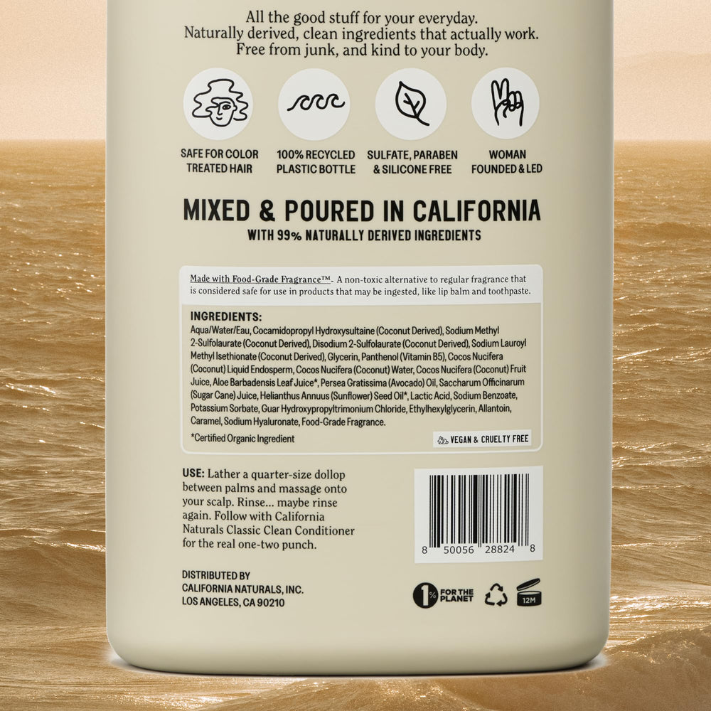 California Naturals bottle on bathroom shelf suggesting daily use and tidy storage benefit