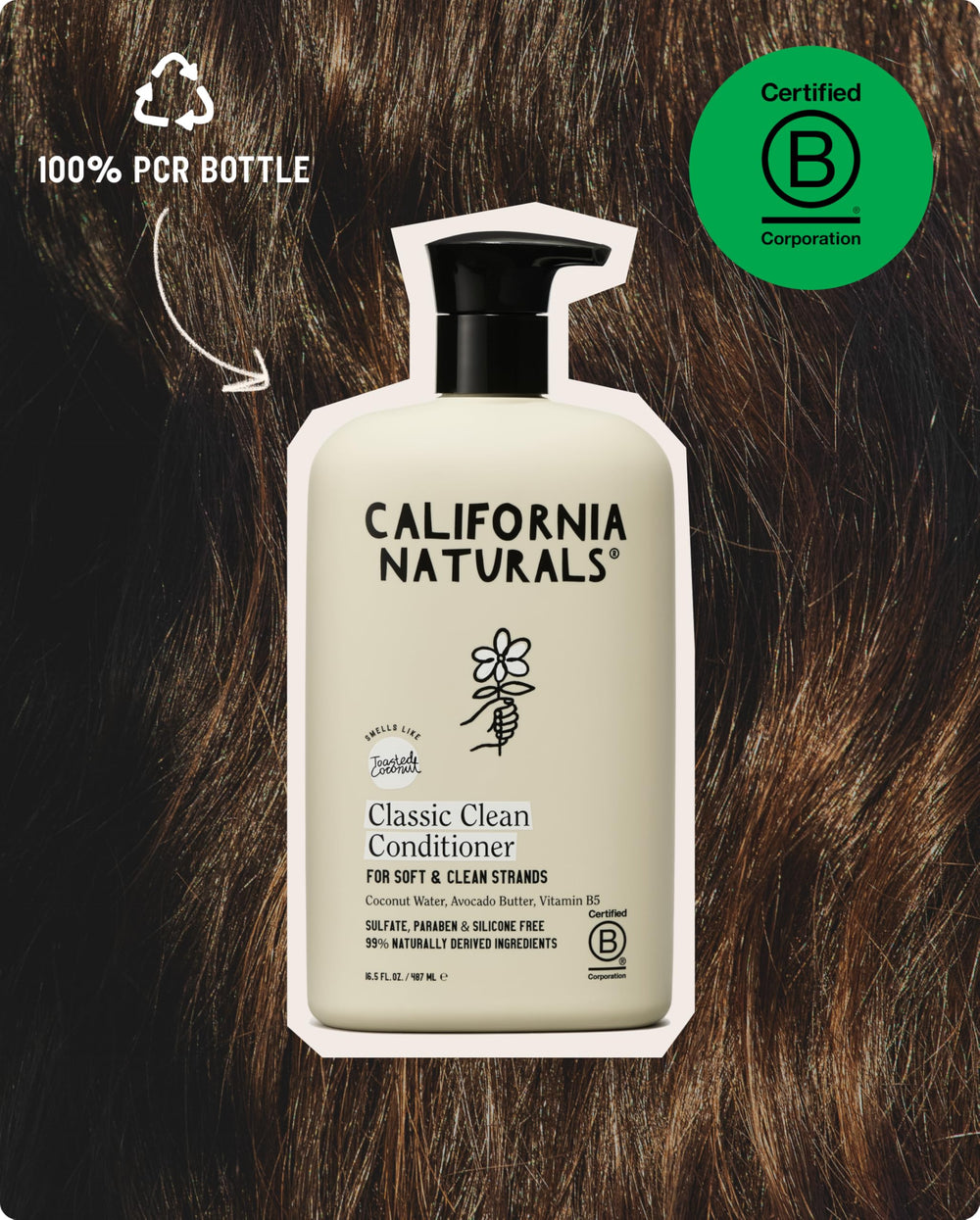 California Naturals bottle beside everyday items showing 20 fl oz scale benefit