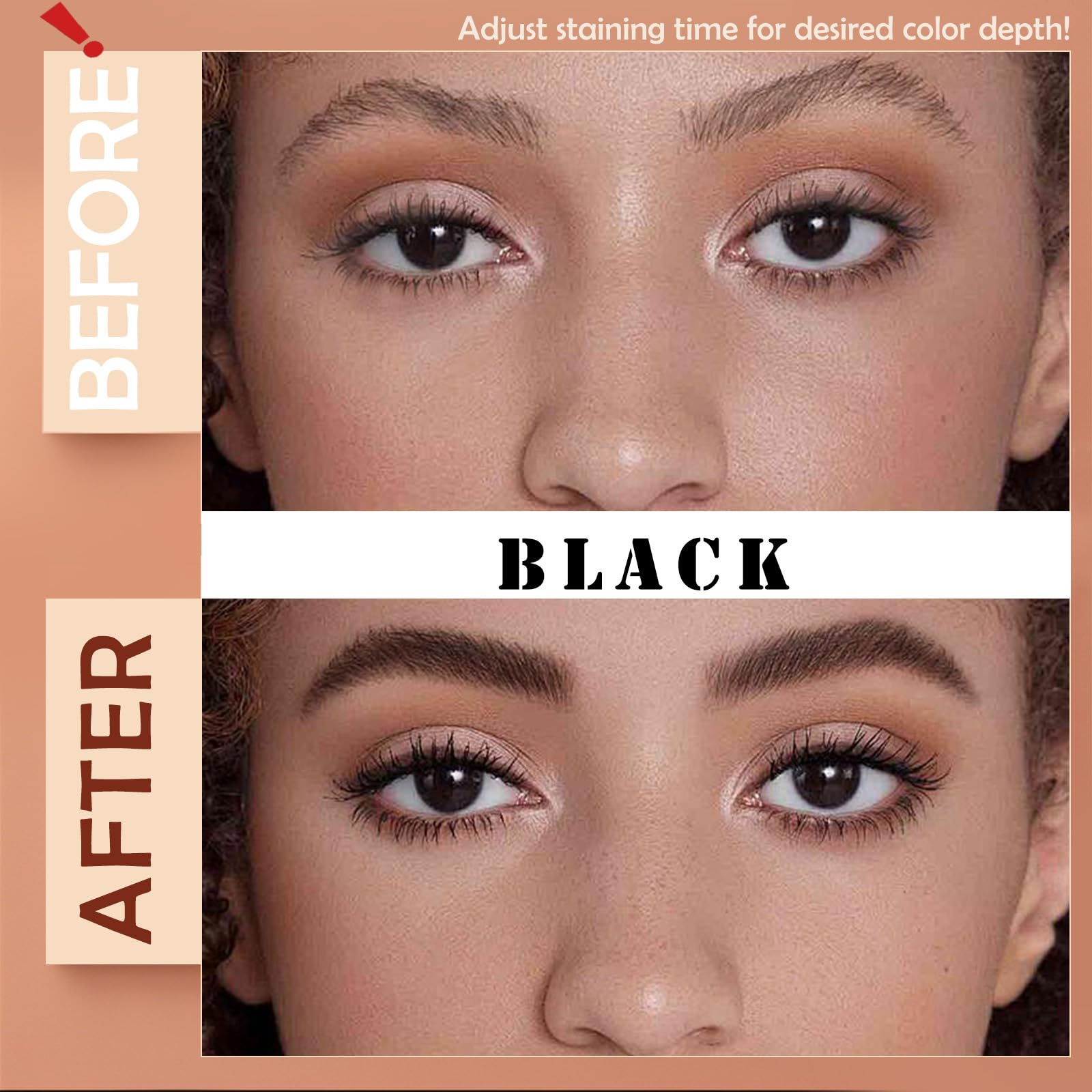 Callmynm natural black swatches showing true color payoff and definition benefit
