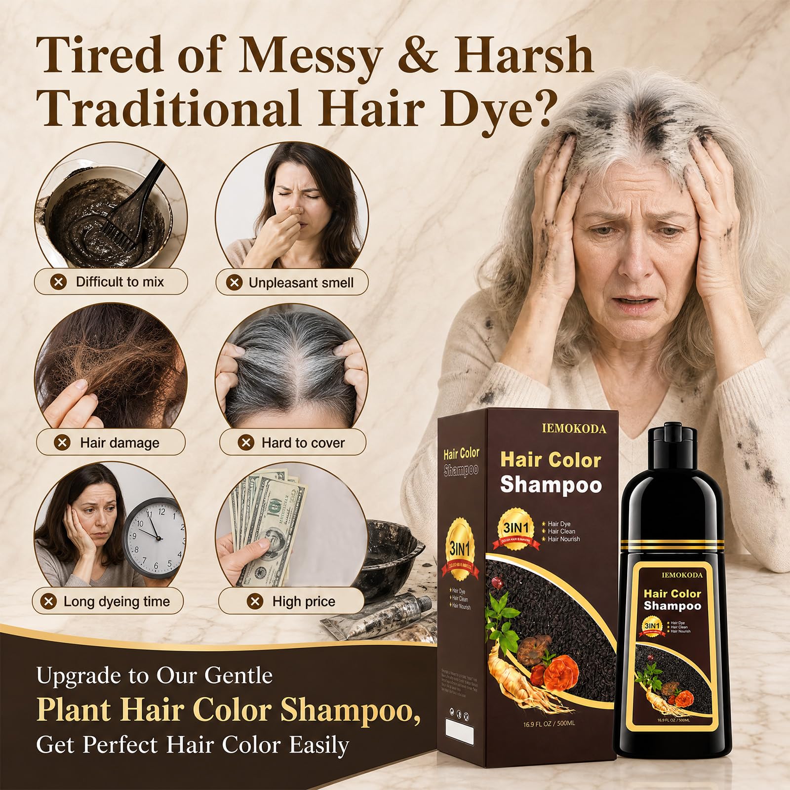 Callmynm being applied to wet hair demonstrating easy at-home coloring