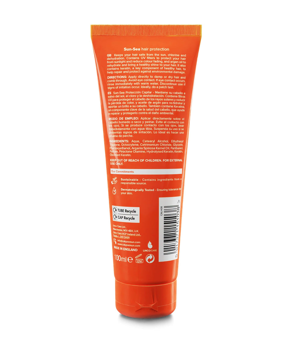Calypso 100 ml tube next to sunglasses showing compact travel convenience