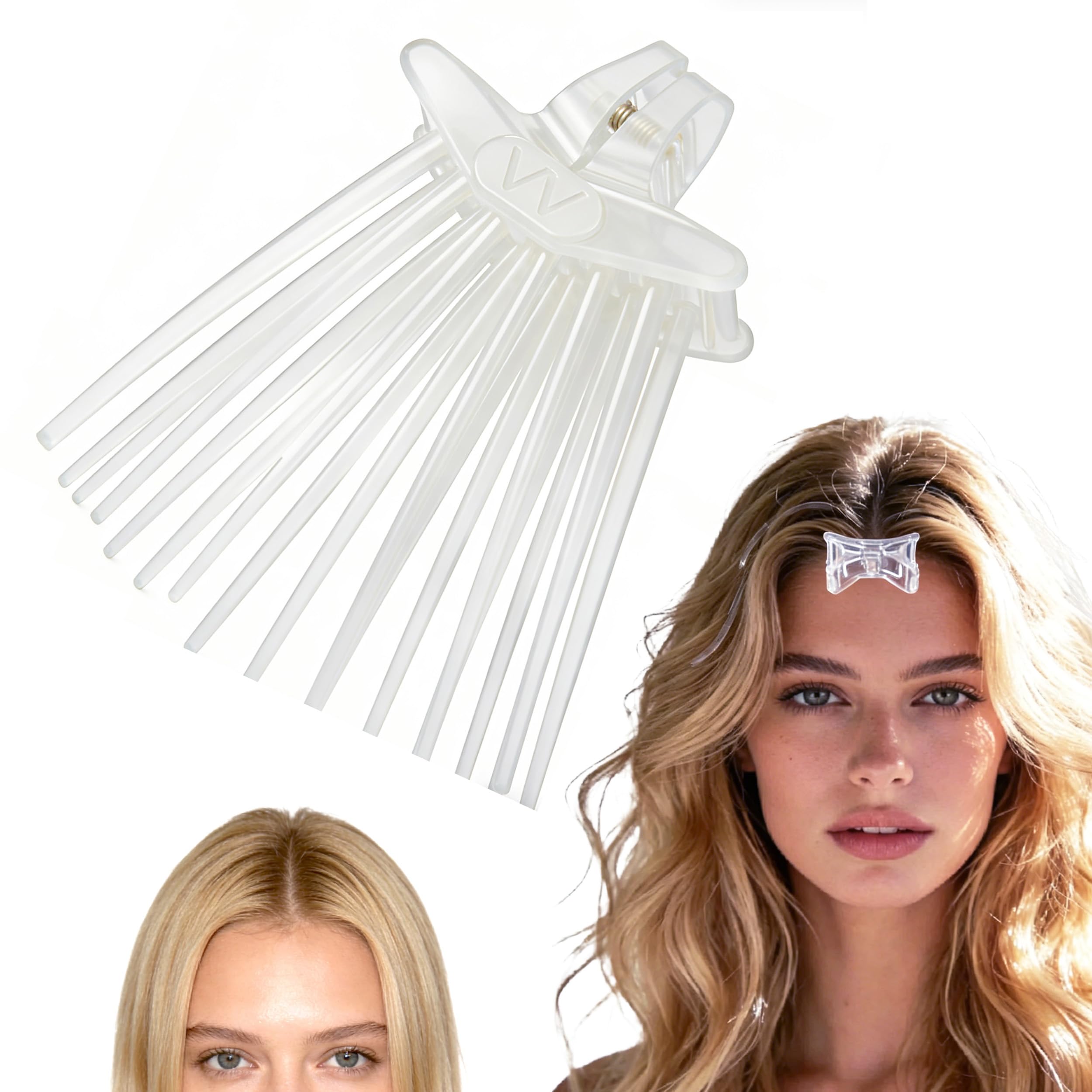 Calyuna front view of volume clip showing discreet clear design and easy grip benefit