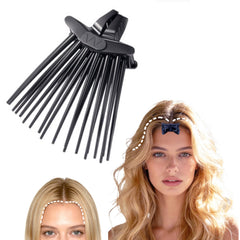 Calyuna front view of volumizing clip showing sleek black finish and compact design