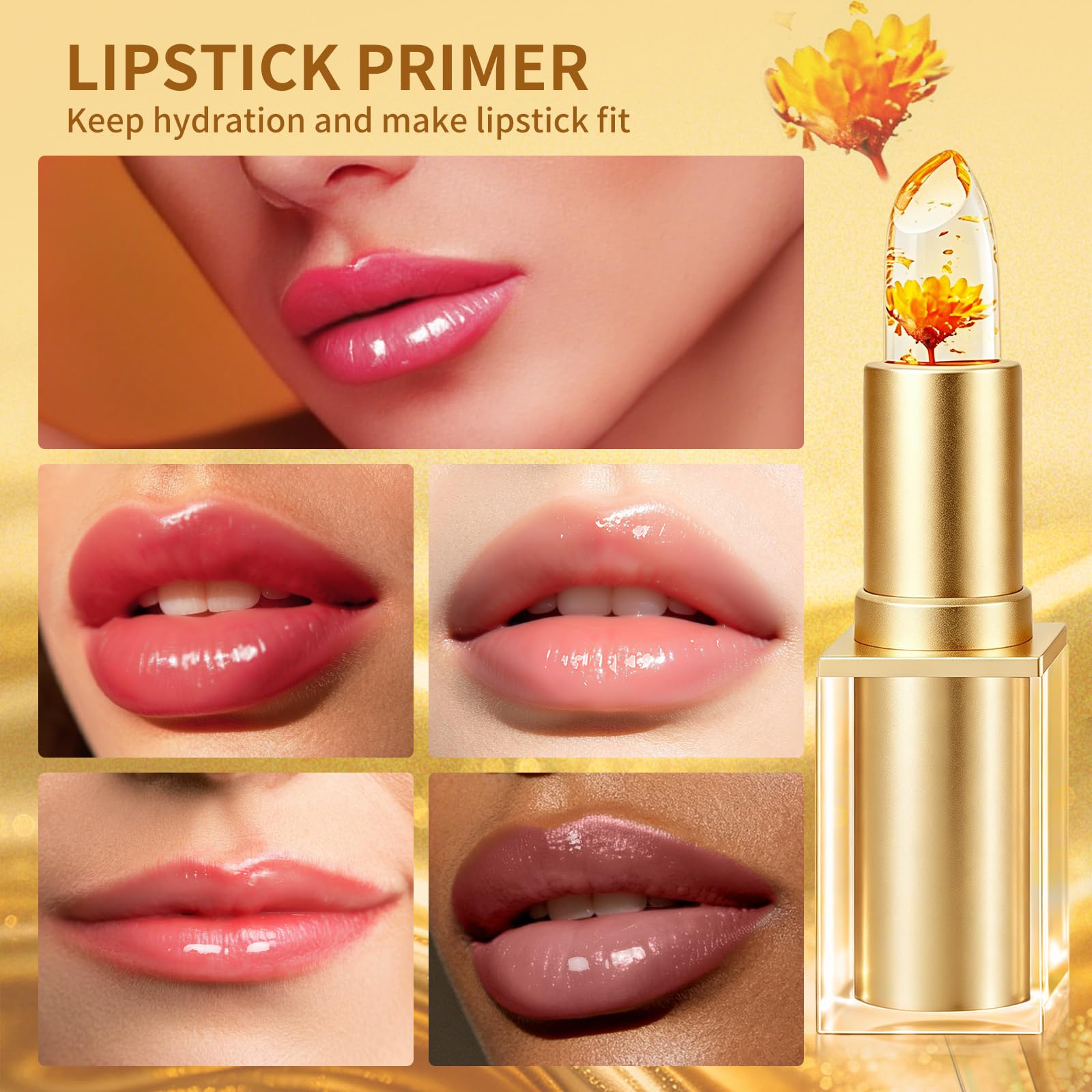 CAMERIC close-up of gold foil flakes in balm offering shimmering visual appeal