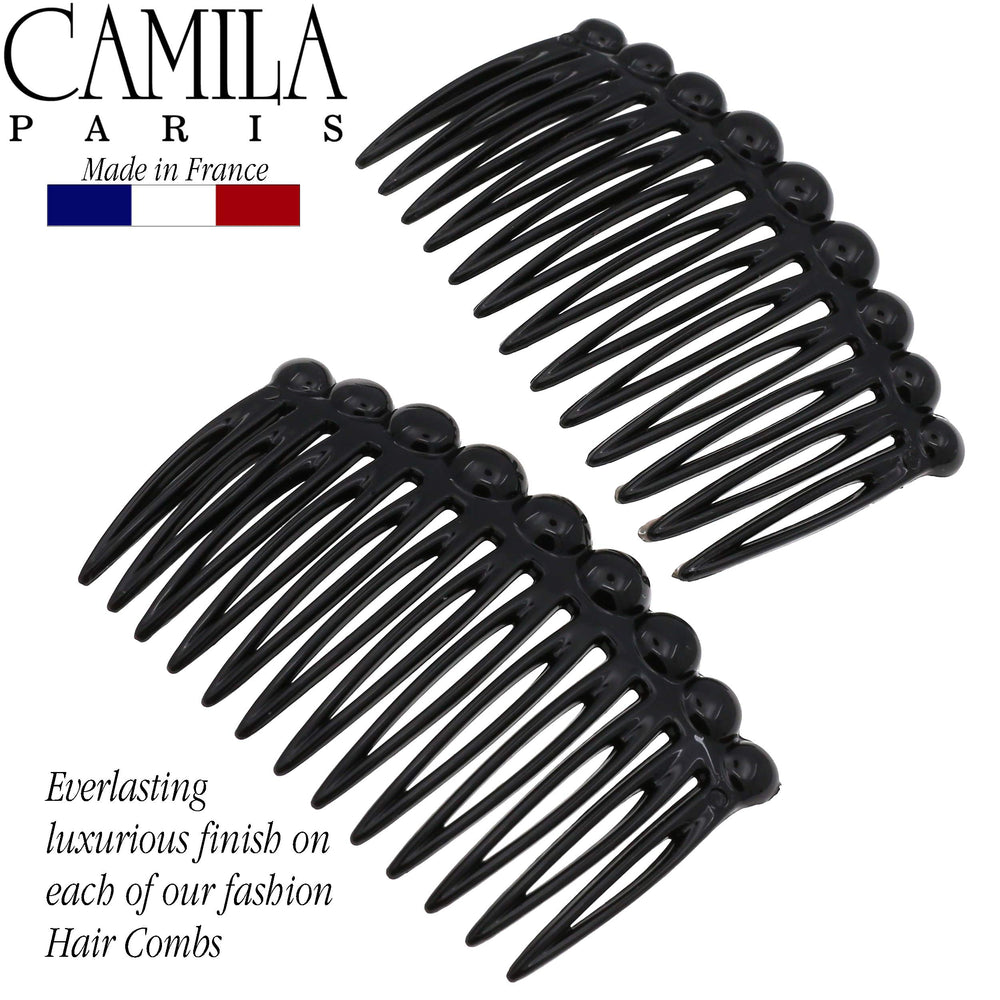 Camila comb securing a bun updo demonstrating discreet, strong hold