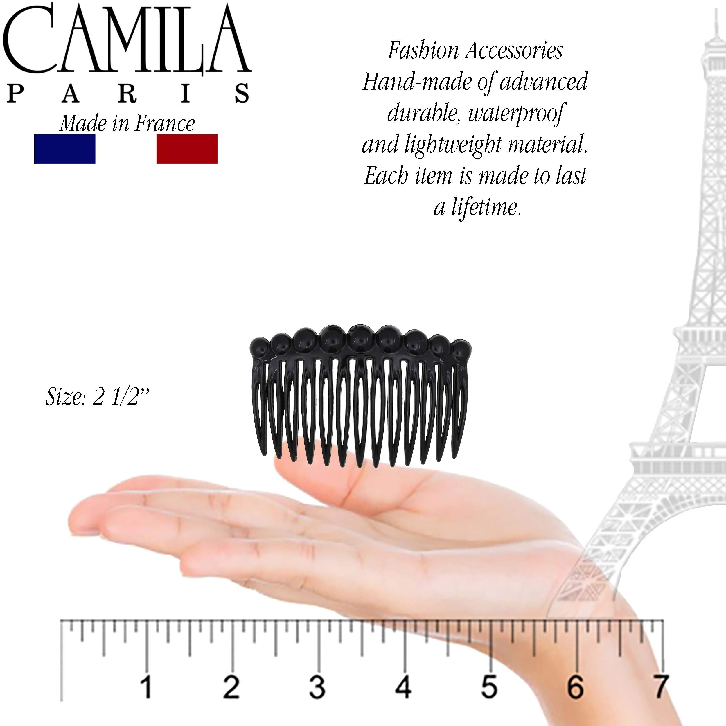 Camila combs held in hand showing size and easy handling benefit