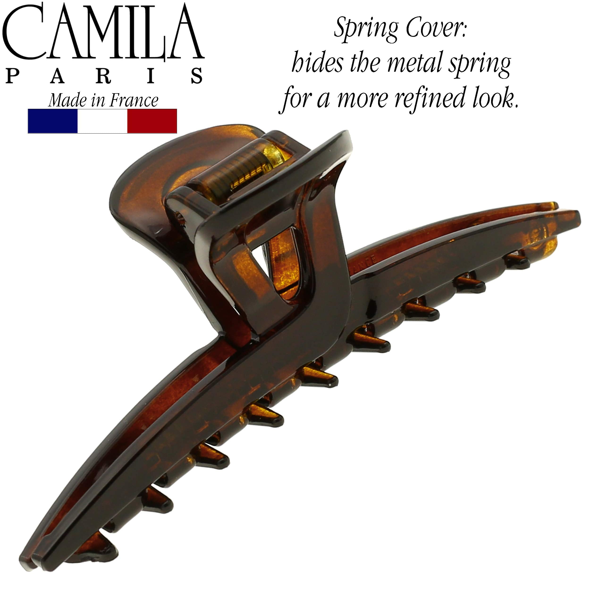 Camila clip worn in half-up hairstyle offering polished hold
