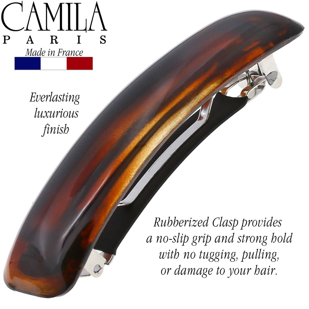 Camila CP3018 securing a bun illustrating firm hold without pulling