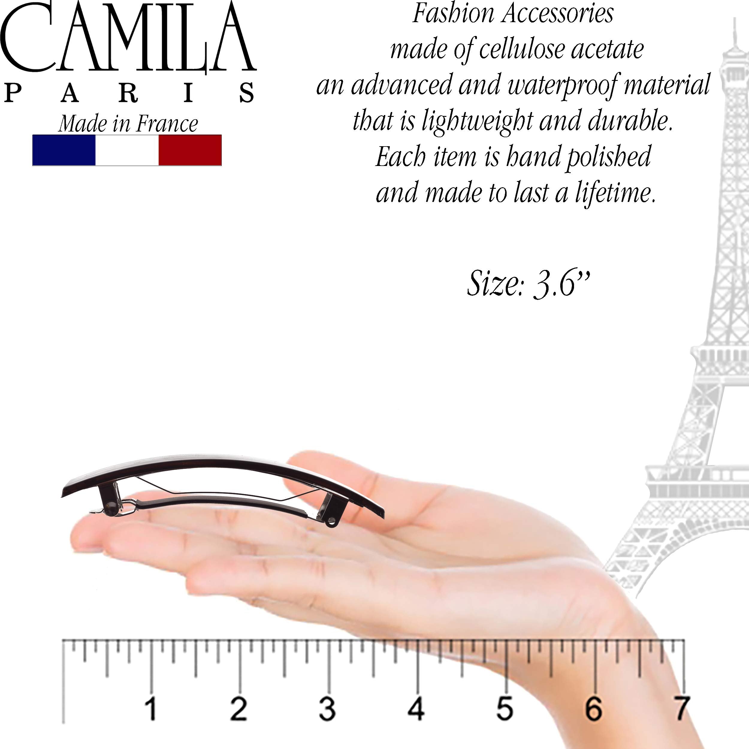 Camila side profile highlighting tortoise-shell pattern and glossy acetate benefit