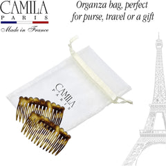 Camila Paris combs securing a neat bun showing polished look and stability benefit