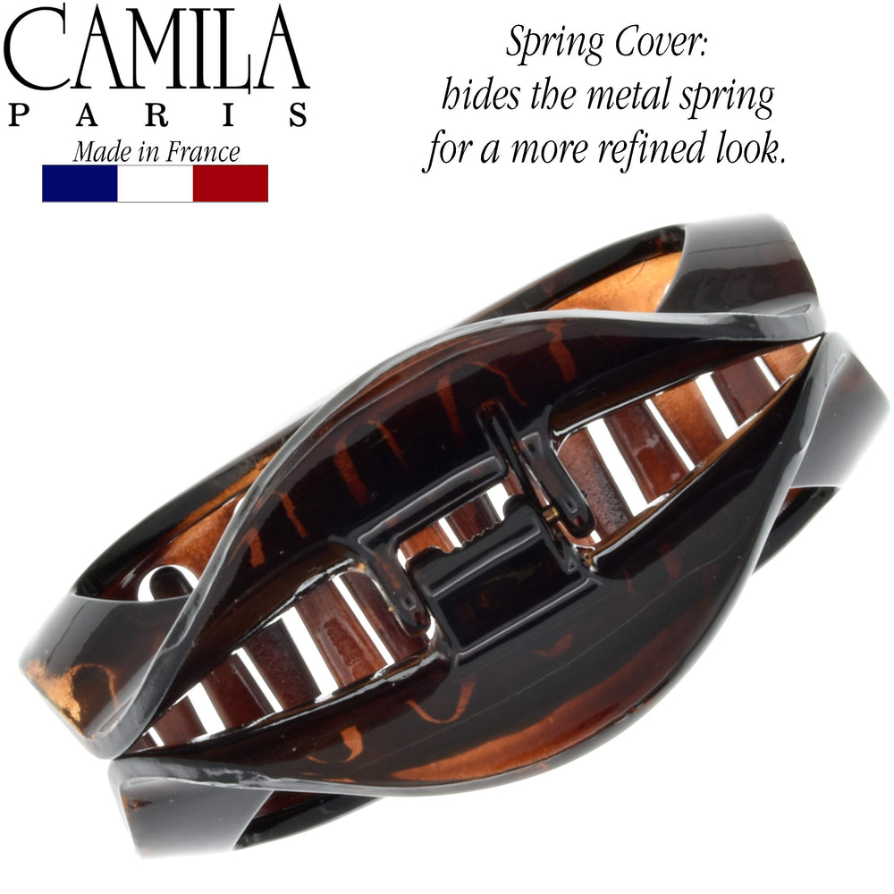 Camila Paris clip worn in half-up hairstyle showing secure hold and elegant styling