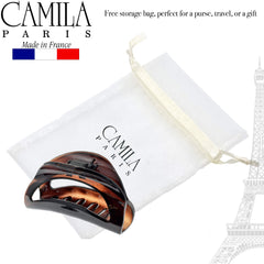 Camila Paris open clip showing spring mechanism for firm no-slip grip