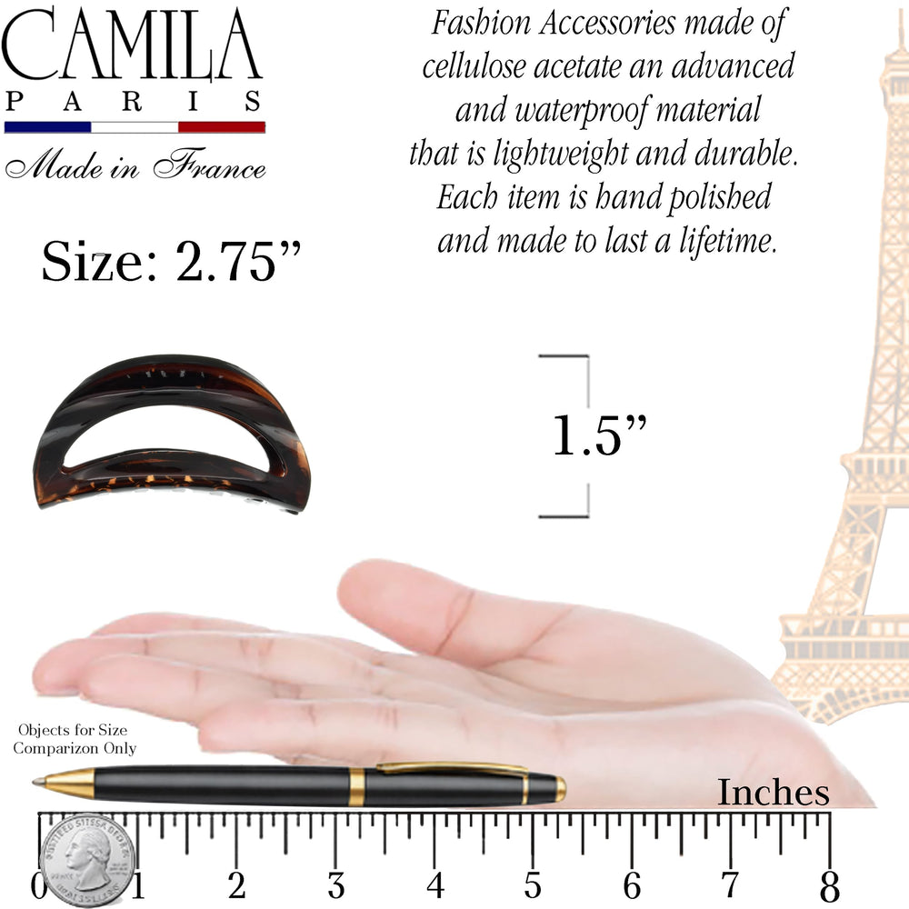 Camila Paris side profile of flat jaw clip demonstrating low-profile comfortable fit