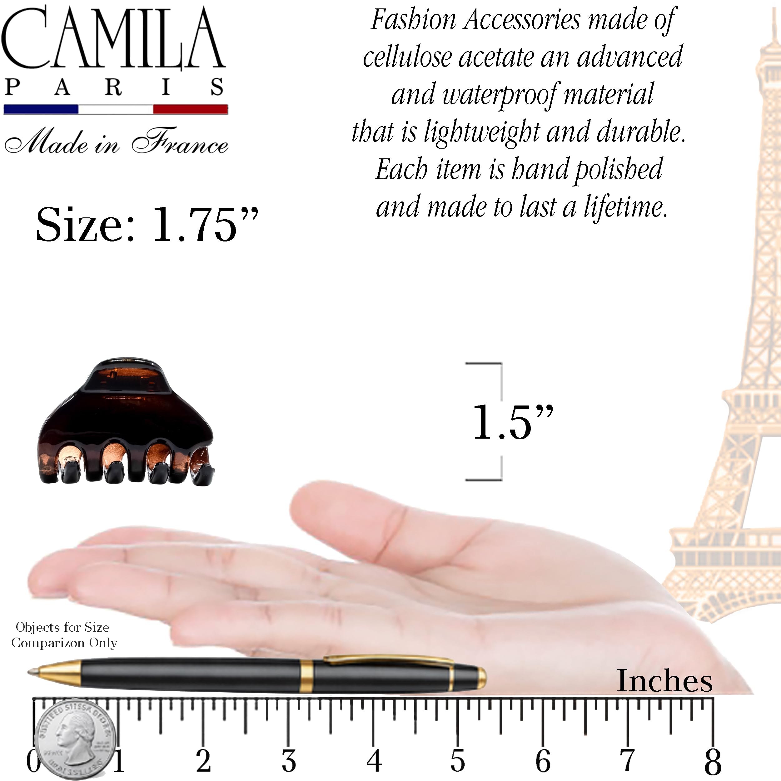 Camila Paris tortoise shell detail highlighting polished, stylish look