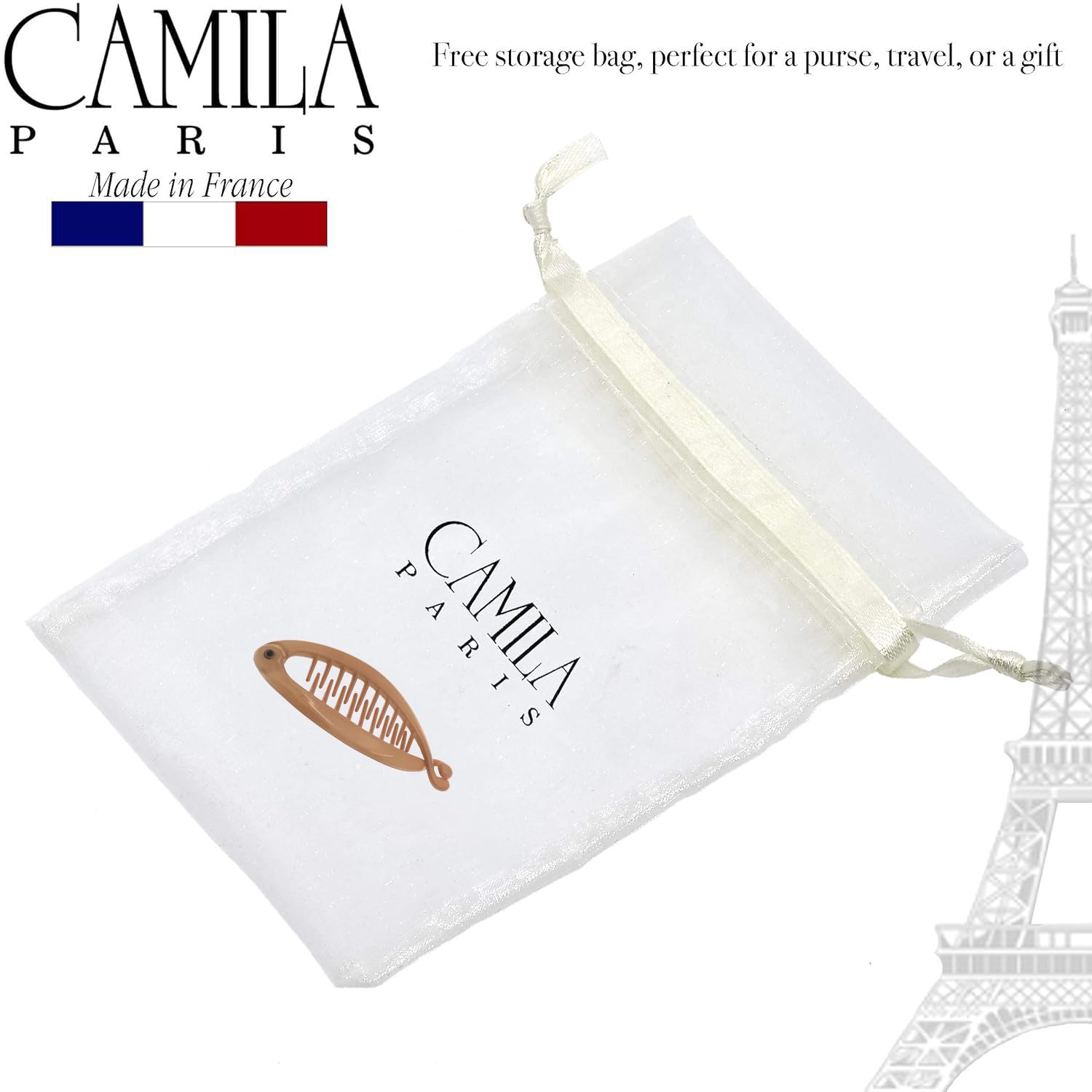 Camila Paris in fine hair creating neat ponytail, holds delicate strands