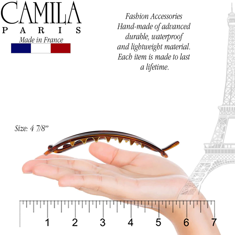 Camila Paris clasp close‑up showing non‑metal closure for secure no‑snag grip
