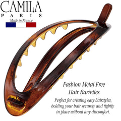 Camila Paris barrette worn in half‑up style demonstrating steady everyday hold