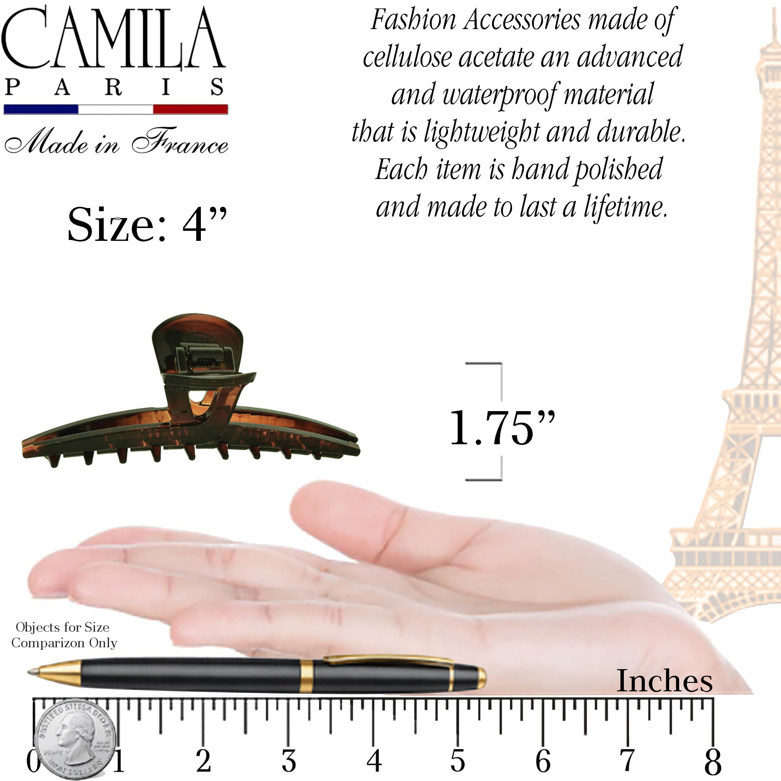 Camila Paris detailed metal spring on CP2371 clip illustrating durable clasp strength