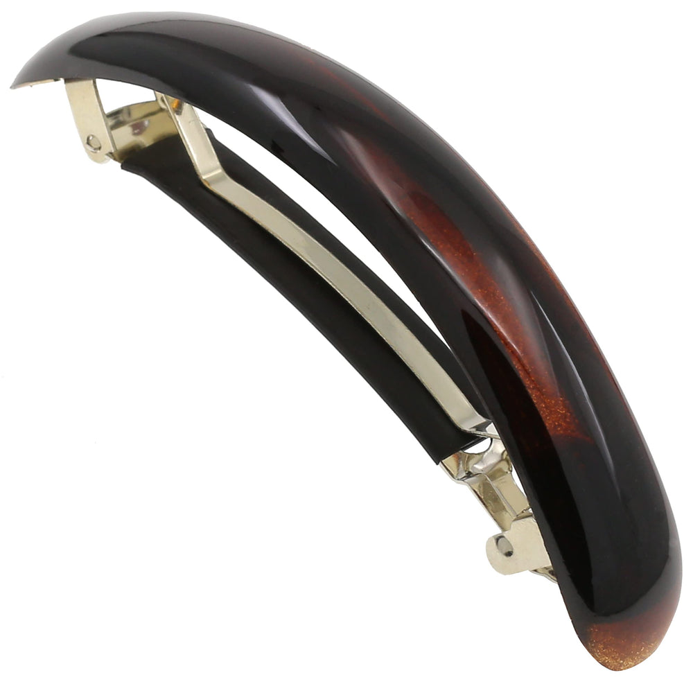 Camila Paris front view of 3.5 inch barrette showing classic tortoiseshell and elegant finish