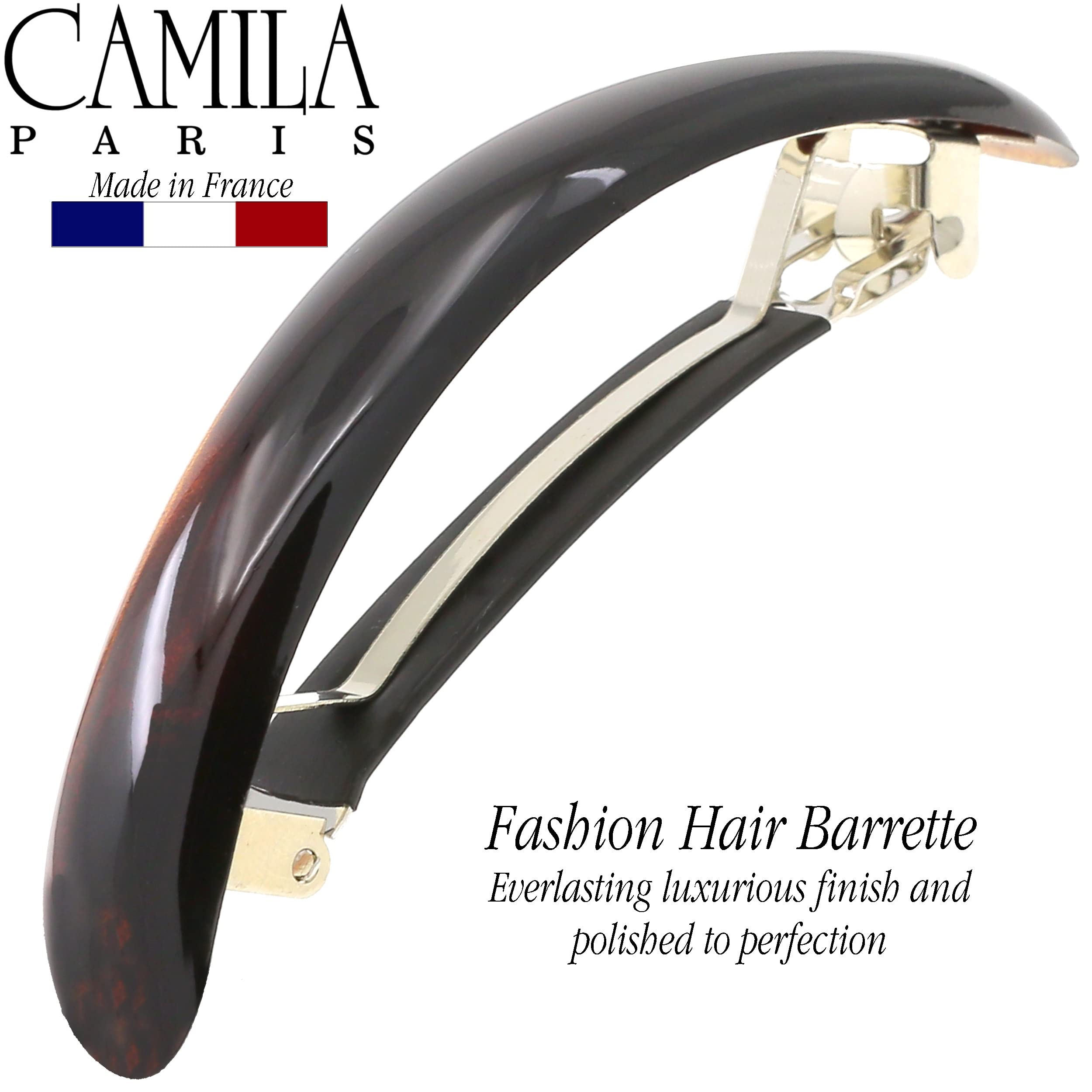 Camila Paris shown holding half-up hairstyle demonstrating reliable no-slip grip