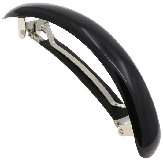 Camila Paris front view of 3.5-inch black barrette showing sleek design and secure hold