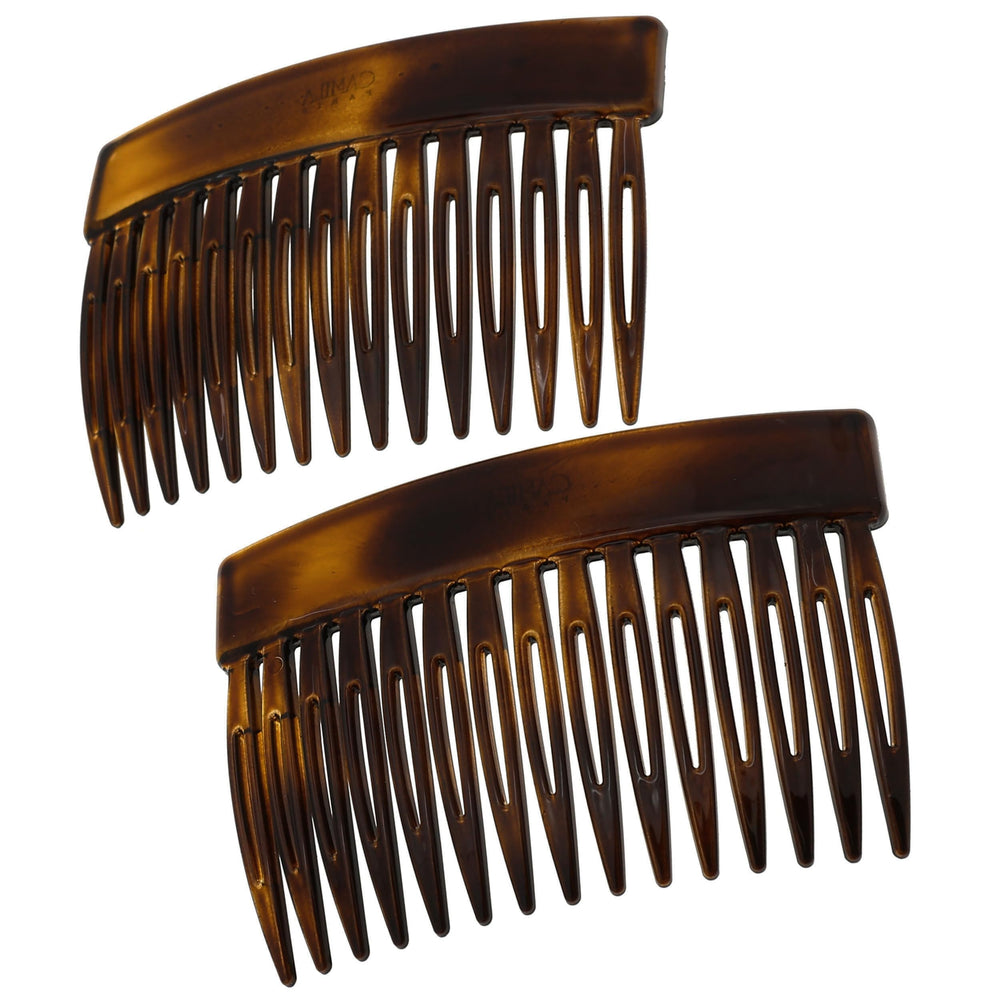 Camila Paris front view tortoise shell comb shows elegant finish and secure hold