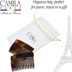 Camila Paris comb inserted in side twist illustrating discreet, neat styling