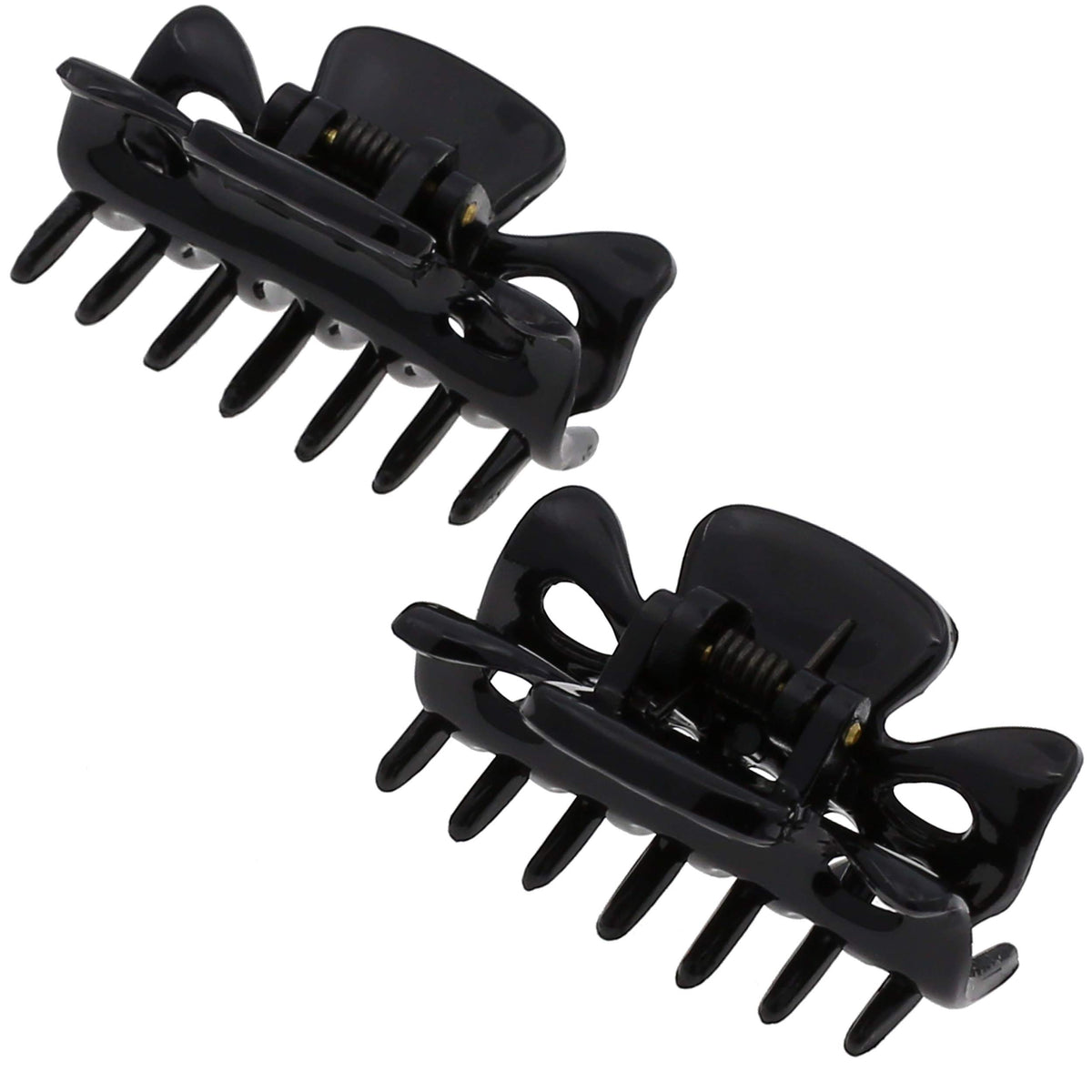 Camila Paris front view of two black mini clips showing compact design and reliable hold
