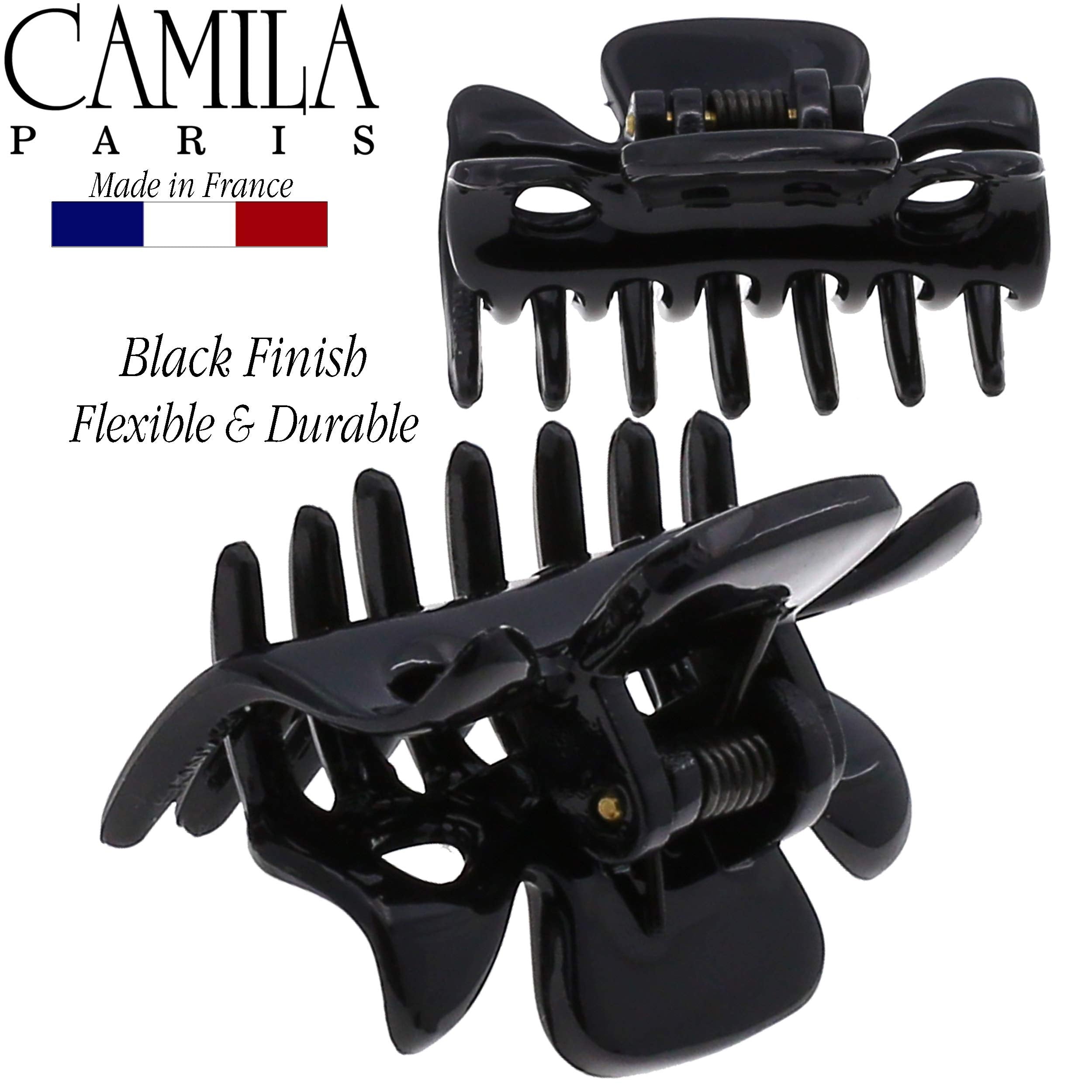 Camila Paris clip next to fingers to show 1.5-inch scale and travel-ready size