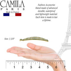 Camila Paris open clip showing interlocking double-comb for even tension