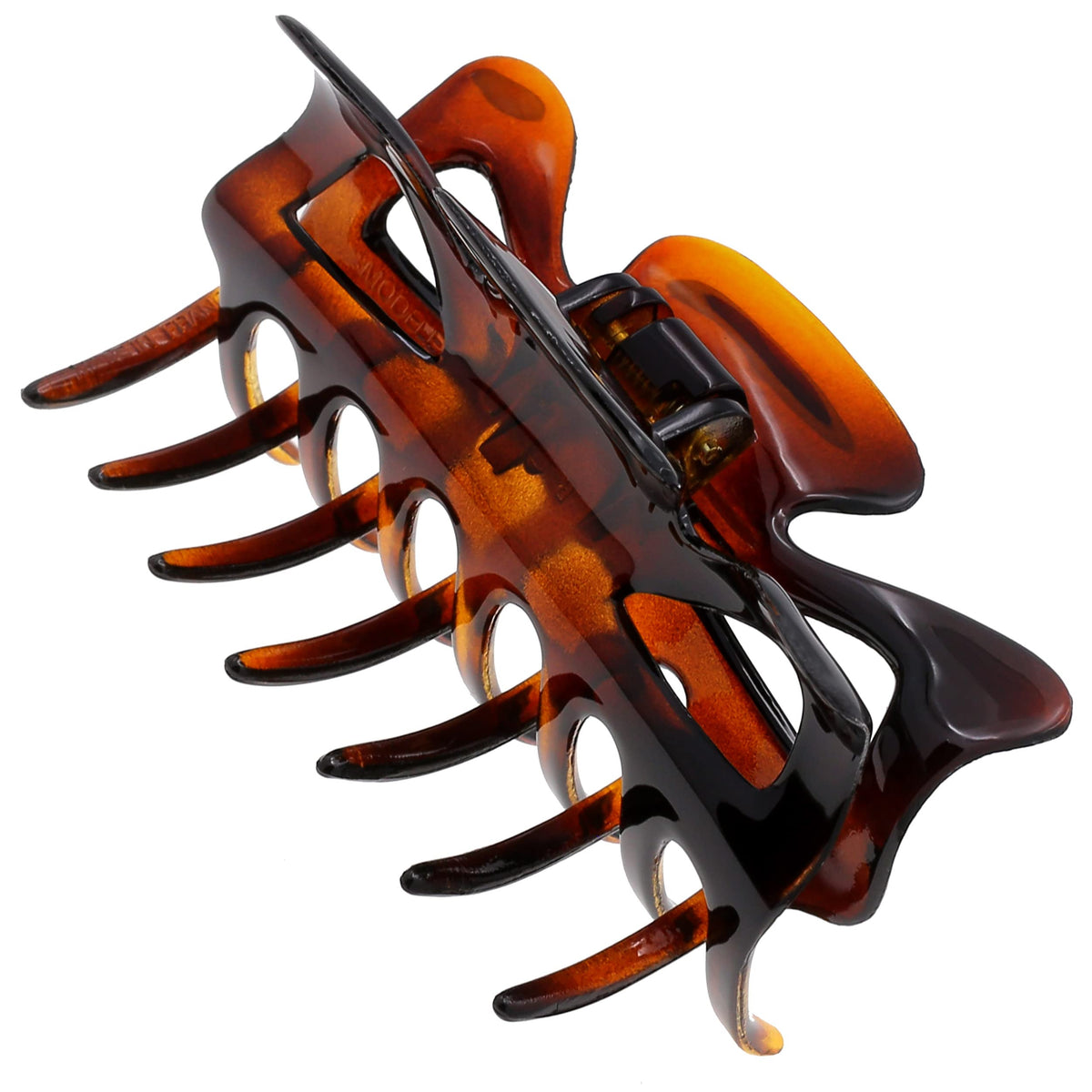 Camila Paris front view of tortoise hair clip shows elegant finish and strong hold
