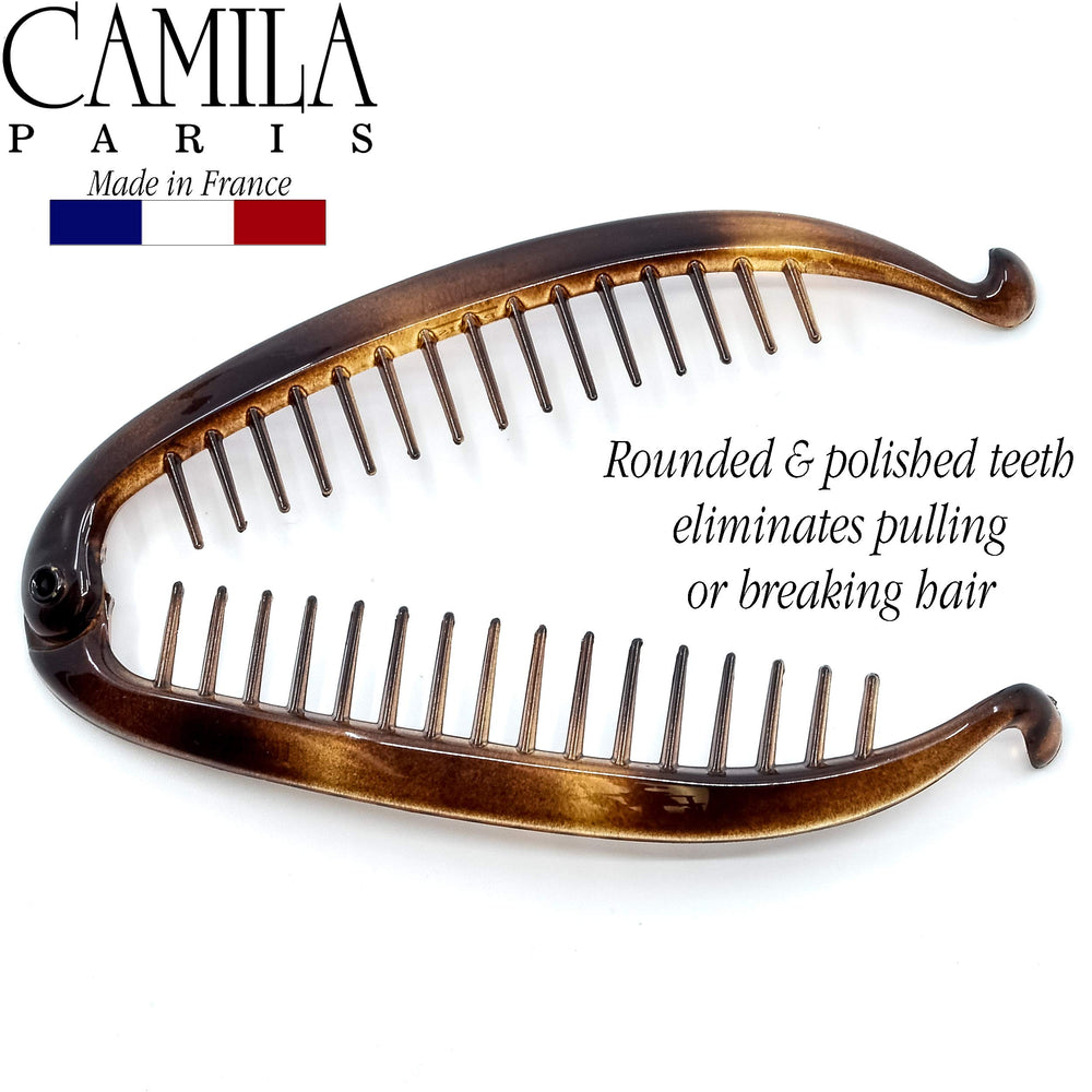 Camila Paris double-comb detail demonstrating gentle even grip benefit