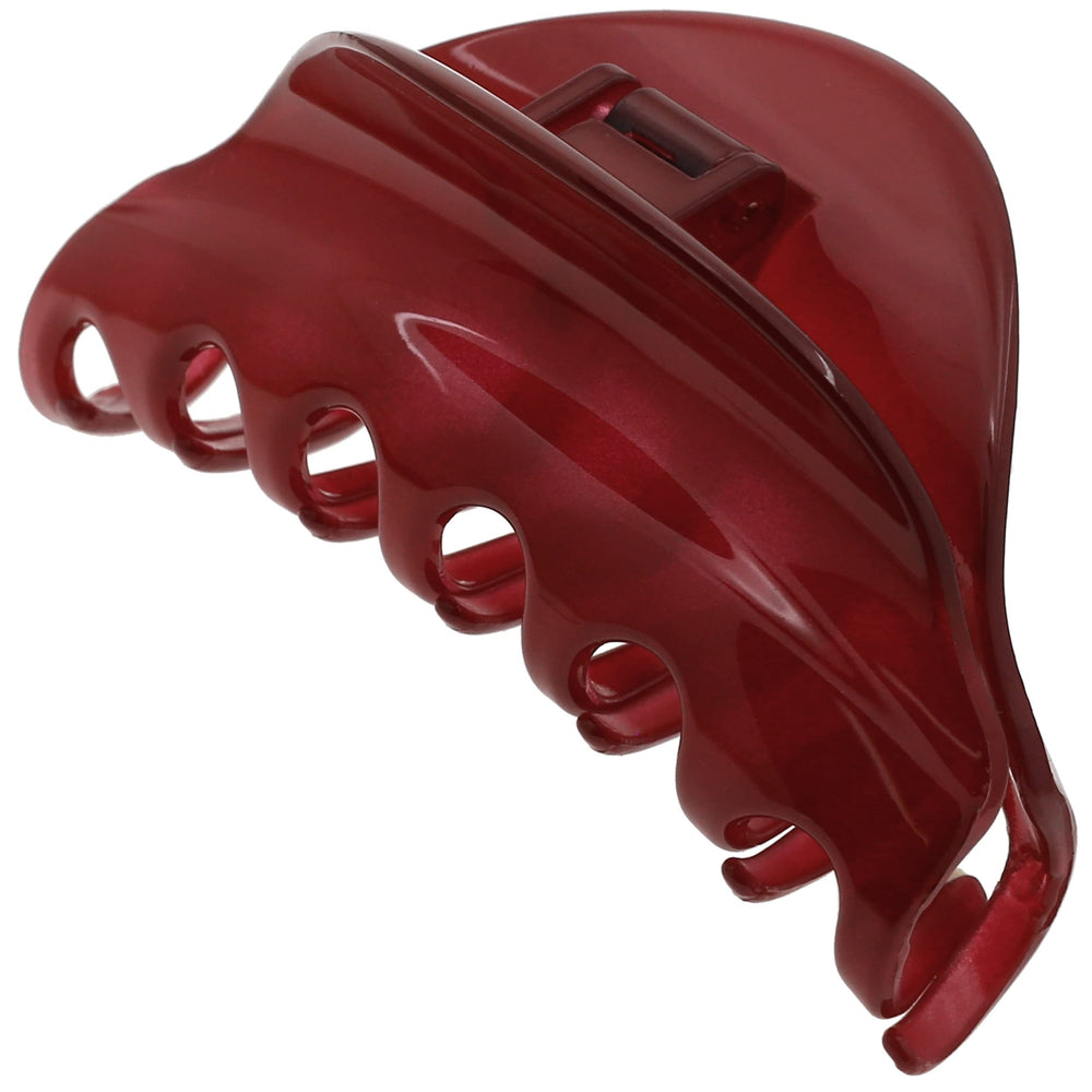 Camila Paris front view of red claw clip shows elegant hold