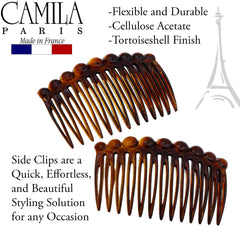 Camila Paris combs held in hand showing compact size and travel-ready benefit